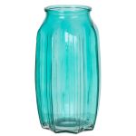 Jarrón pequeño de cristal AMORY, turquesa-transparente, 22cm, Ø12cm
