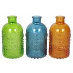 Frascos de vidrio decorativos URSULA con diseño, 3 vasos, de color, 12,5cm, Ø6,5cm