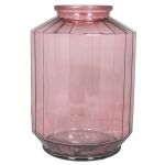 Florero de vidrio LOANA, transparente-rosa, 35cm, Ø25cm, 12L