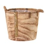 Jardinera de madera DABIH con asas de cuerda, marrón, 24cm, Ø29cm