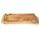 Bandeja de madera vintage FENRIK con asa, flameado natural, 40x14x4cm