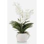 Orquídea artificial Vanda PAVRA en maceta de cerámica, raíces, blanco-crema, 60 cm