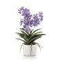 Orquídea Vanda artificial PAVRA en maceta de cerámica, raíces, violeta-blanco, 60 cm