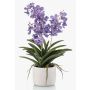 Orquídea Vanda artificial PAVRA en maceta de cerámica, raíces, violeta-blanco, 60 cm