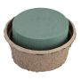 OASIS® Esponja redonda para flores secas para arreglos florales, recipiente de papel reciclado Biolit, verde, 10 cm, Ø 18 cm