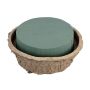 OASIS® Esponja redonda húmeda para arreglos florales de para arreglos florales, recipiente de papel reciclado Biolit, verde, 6 cm, Ø 14 cm