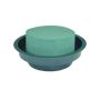 OASIS® Esponja ideal para flores en bandeja de plástico, verde, 5 cm, Ø 12 cm