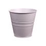 Jardinera redonda MICOLATO con ranuras, zinc, tierra, 12cm, Ø13,5cm