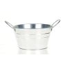 Macetero redondo GERVASIA con asa, zinc, plateado, 9 cm, Ø 19 cm