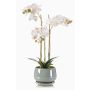 Orquídea artificial Phalaenopsis JOLANA en maceta de cerámica, blanca, 45cm
