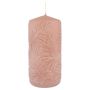 Vela corta MATHIEU con motivo de hoja de palma, rosa, 15 cm, Ø 7 cm, 63 h