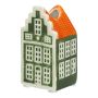 Jarrón decorativo con forma de casa HOMEN con motivo, cerámica, verde-naranja, 4,8x4,2x9cm