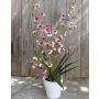Orquídea Oncidium artificial YOSEPHIN en maceta de arcilla, blanco-rojo, 70cm