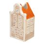 Jarrón decorativo con forma de casa HOMEN con motivo, cerámica, beige-naranja, 11,5 x 10,2 x 22 cm