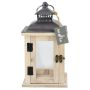 Linterna decorativa de madera BEGGY con cristal, asa, beige, 15,5 x 15,5 x 29 cm