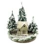 Casita decorativa iluminada SEWARD, paisaje nevado, abetos, LED, blanco-verde, 25cm, Ø25cm