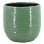 Maceta de cerámica ISOLAS con ranuras, verde, 19 cm, Ø 21 cm