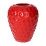 Jarrón de cerámica abombado ESBERA con fresas, muescas, rojo, 18 cm, Ø 15 cm