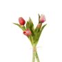 Ramo de tulipanes artificiales LEANA, rosa, fucsia-rosa-blanco, 30cm, Ø20cm