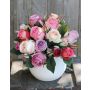 Ramo de rosas de plástico MOLLY, rosa-crema-rojo, 30cm, Ø25cm