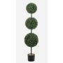 Tres bolas de boj artificial TOM, maceta decorativa, crossdoor, tronco artificial, 125 cm