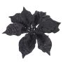 Flor de Navidad de terciopelo SPICA en clip, brillo, negro, Ø18cm
