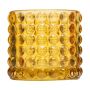 Vaso para velas REMIGIO con puntos en relieve, amarillo-transparente, 8,5cm, Ø9,5cm