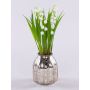 Flor artificial muguete NIKISHA en jarrón de cristal, blanco, 20 cm