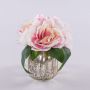 Ramo de flores artificiales de peonía VEIKO en jarrón de cristal, rosa-crema, 15 cm