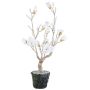 Árbol decorativo magnolia NANDAL, globo terráqueo, flores, tronco artificial, congelado, blanco, 75 cm