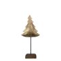 Árbol de Navidad decorativo DORANA de metal, base de madera, dorado, 10 x 8 x 28 cm