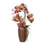 Arreglo floral artificial de orquídea y sauce retorcido RASTIA, jarrón de cerámica, raíces, rosa-verde, 70 cm