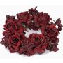 Aro para velas artificial INGA rosa, hortensia, rojo oscuro, Ø15cm