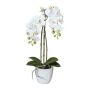 Orquídea Phalaenopsis artificial LARKEN en maceta de cerámica, raíces, blanca, 45 cm