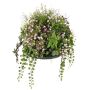 Arreglo floral artificial Impatiens DANFIR, menta, helecho, trébol, blanco-verde, 50 cm, Ø 32 cm