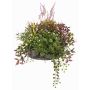 Arreglo floral artificial Lavanda Impatiens DANFIR, menta, trébol, helecho, blanco-lila-verde, 50cm, Ø32cm