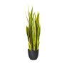 Suculenta artificial Sanseveria ZULEN en maceta decorativa, verde-amarillo, 90 cm
