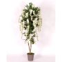 Decoración glicinia MALENKA, troncos naturales, con flores, blanco, 225 cm - Fabricado en Italia