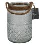 Vaso para velas OPALUS con cordón, diseño de rombos, transparente, 19 cm, Ø 12 cm