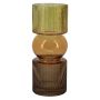 Jarrón decorativo de cristal NIAMH con estrías, cognac-ámbar-marrón-transparente, 25,3 cm, Ø 10 cm