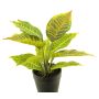 Planta artificial de Croton SUNLAN en maceta decorativa, verde-amarillo, 25cm