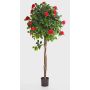 Árbol Camellia sintético ERINA, tronco real, flor, fucsia, 130cm