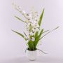 Orquídea Oncidium artificial SHANIA tiesto cerámica, blanco-marrón, 50cm, Ø3-4cm