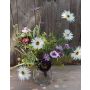 Ramo de flores artificiales MAKANA con gerbera, ranúnculo, rosa, blanco-violeta, 45cm