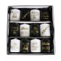 Velas planas de Nochevieja OVILA, 12 unidades, negro-blanco-dorado, 8 cm, Ø 6 cm - Fabricadas en Alemania