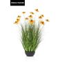 Girasol artificial SHALLA con flores, cuenco decorativo, naranja, 90 cm