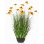 Girasol artificial SHALLA con flores, cuenco decorativo, naranja, 90 cm