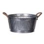 Jardinera redonda BIMETO con asas, ranuras, zinc, plateado, 11,5 cm, Ø 23 cm
