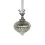 Bola de Navidad NUMI de cristal, ciervo, forma de cebolla, plateada, Ø 10 cm