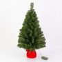Mini árbol Navidad artificial WARSCHAU, saco yute rojo, LEDs, 90cm, Ø50cm